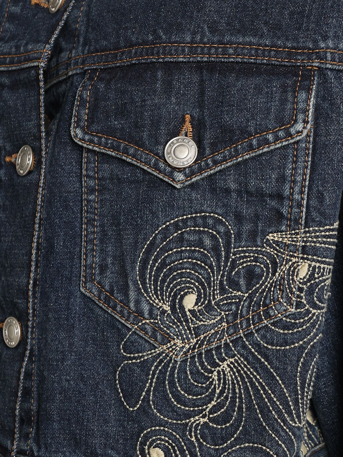 Shop Isabel Marant Isleya Embroidered Denim Jacket In Blue