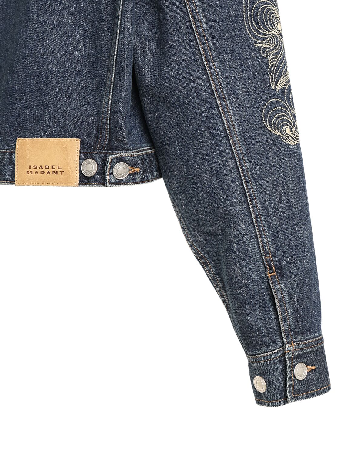 Shop Isabel Marant Isleya Embroidered Denim Jacket In Blue