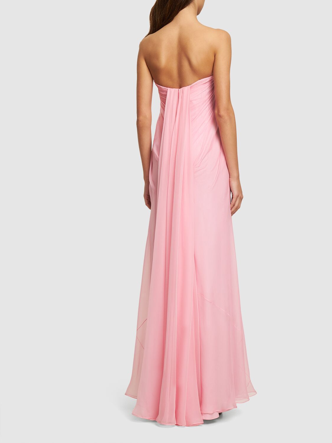 Shop Alexander Mcqueen Long Silk Dress In Light Pink