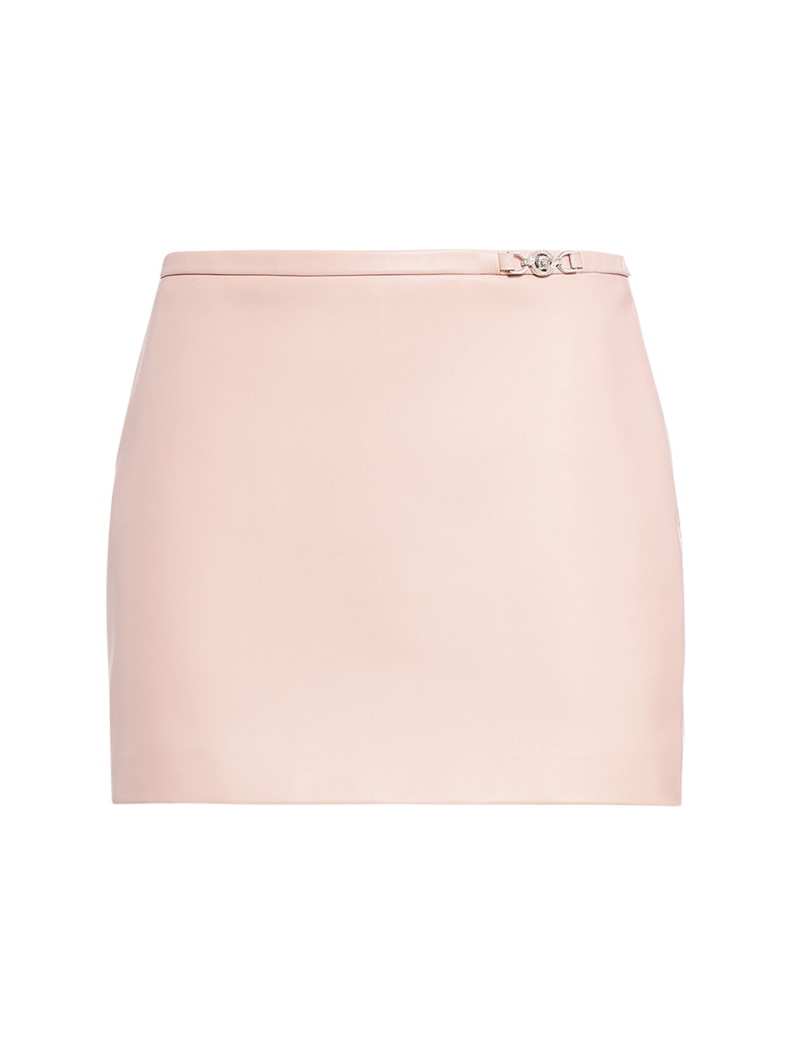 Shop Versace Leather Mini Skirt In Pink