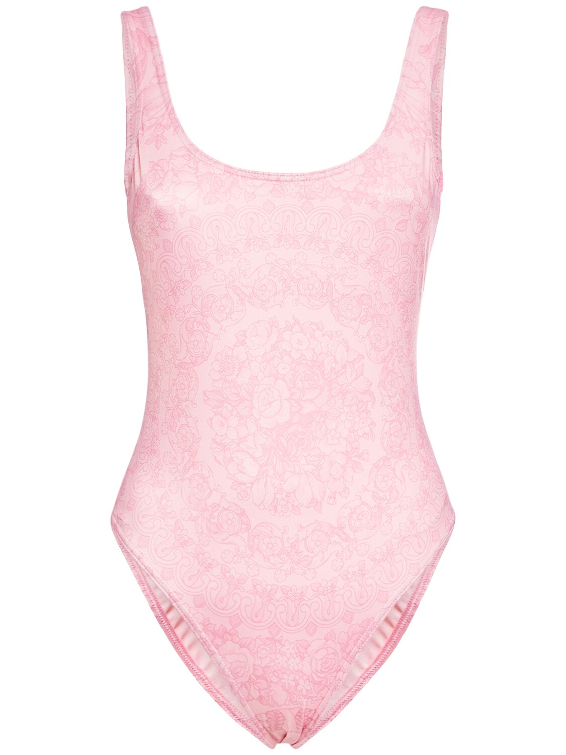Shop Versace Barocco Print Lycra One-piece Swimsuit In Pink