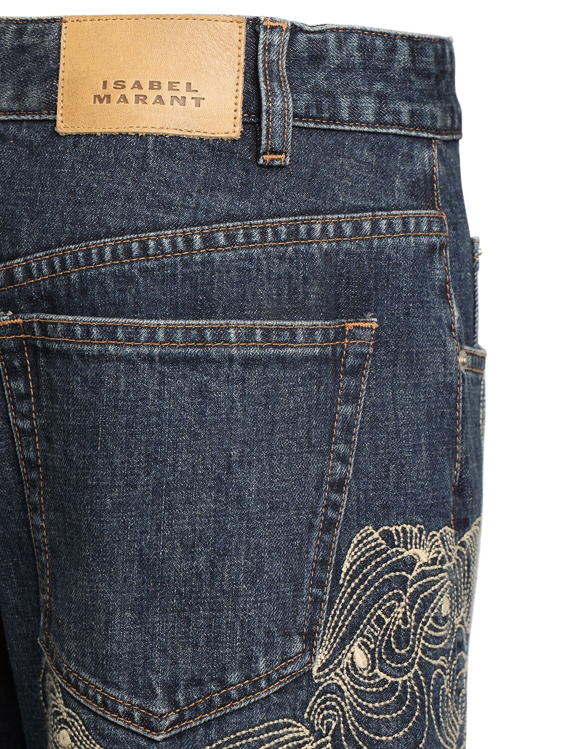 Shop Isabel Marant Irina Embroidered Denim Jeans In Blue