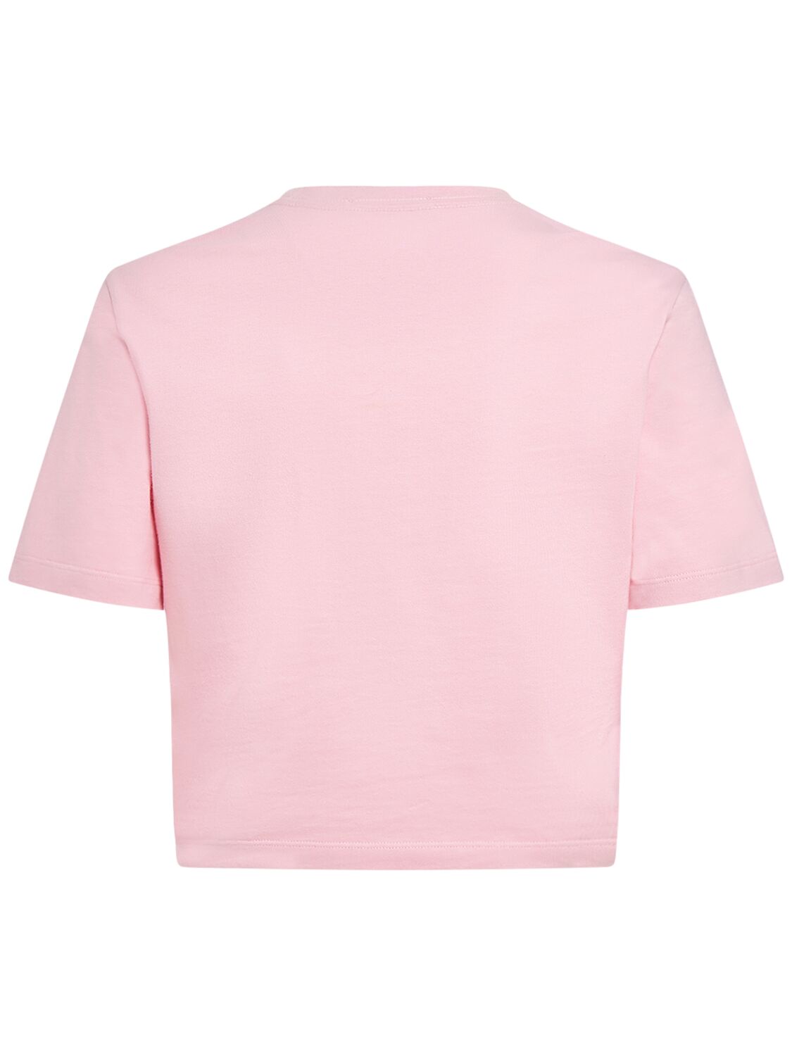 Shop Versace Logo Jersey Crop T-shirt W/safety Pin In Pink