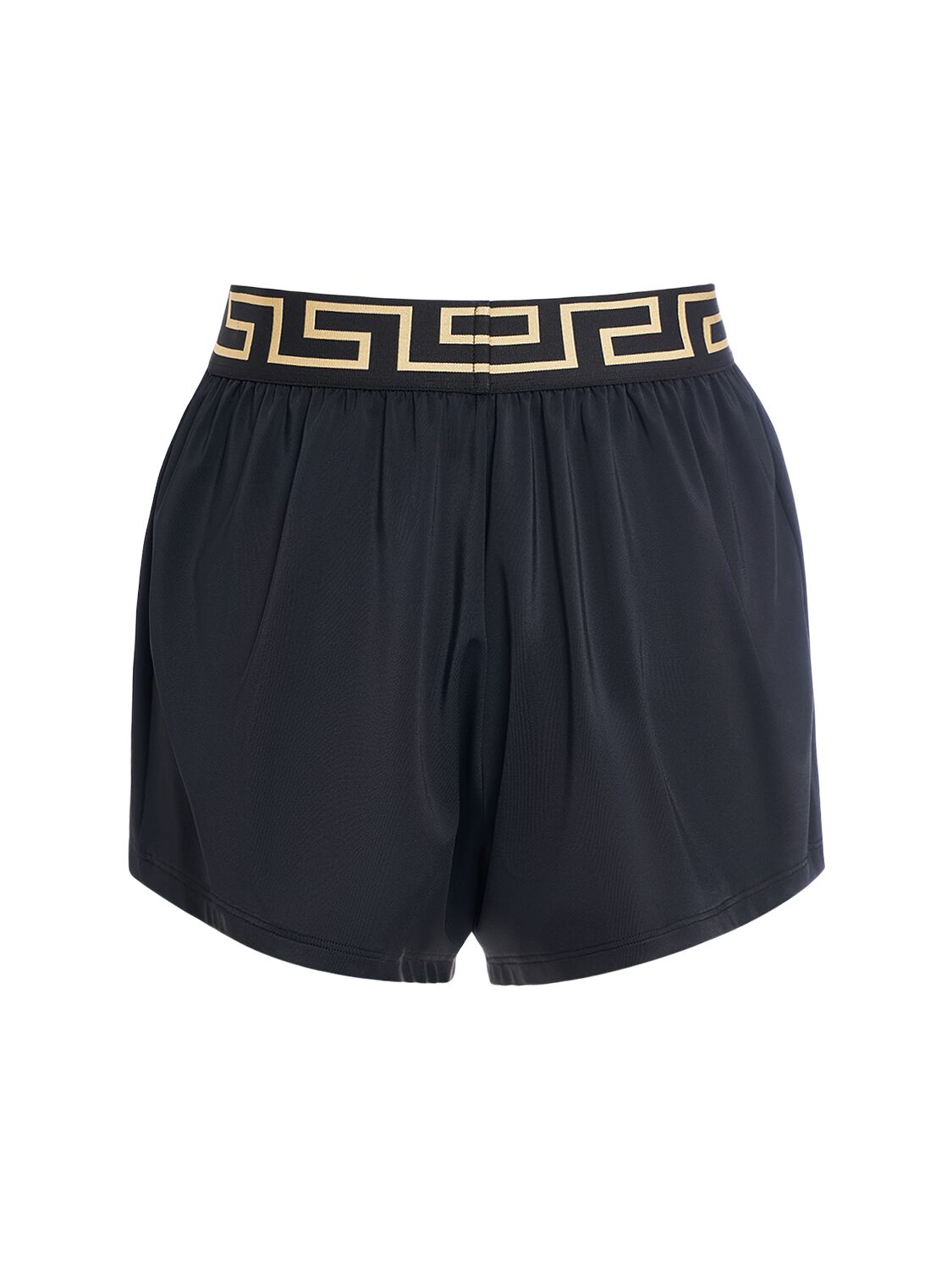 Shop Versace Greca Lycra Shorts In Black