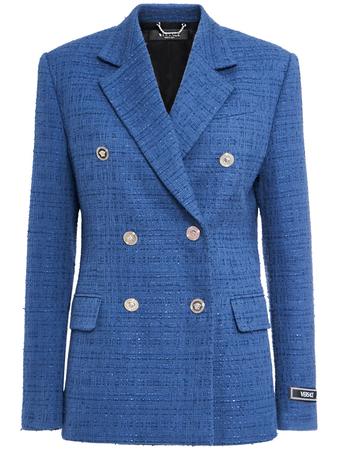 Image of Cotton Blend Tweed Double Breast Blazer