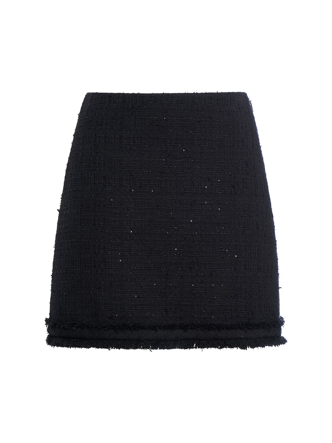 Shop Versace Shiny Cotton Blend Tweed Mini Skirt In Black