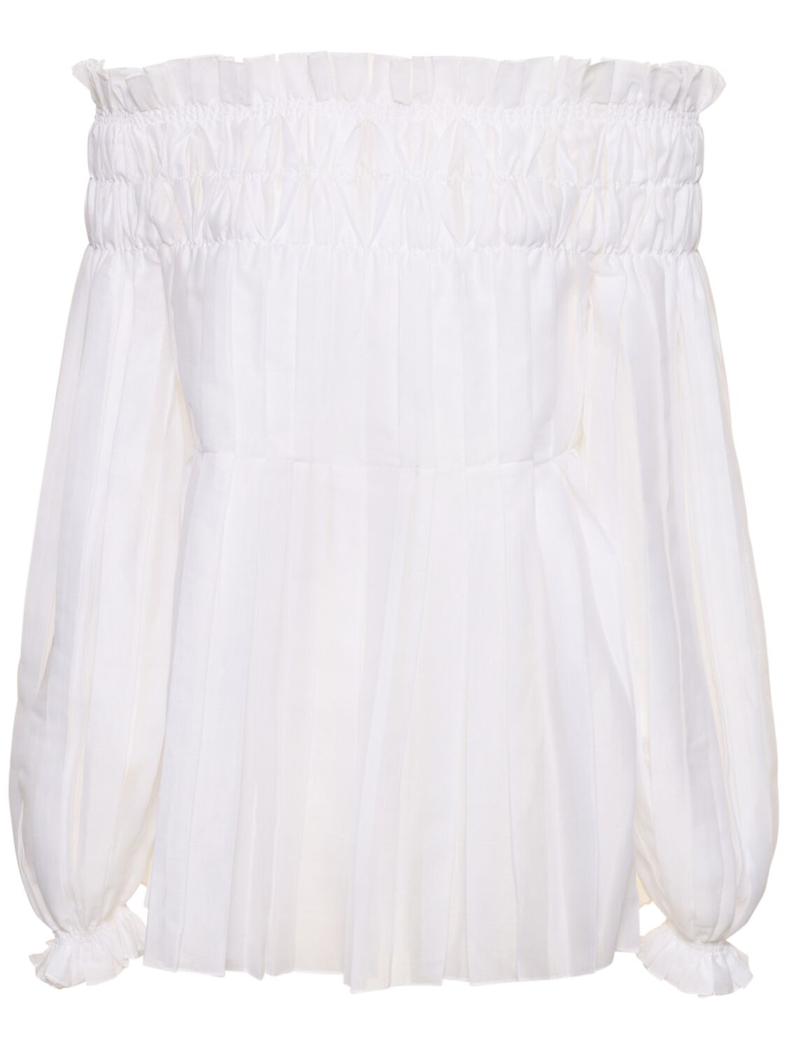Alberta Ferretti Ruffled Cotton Organza Shirt In White