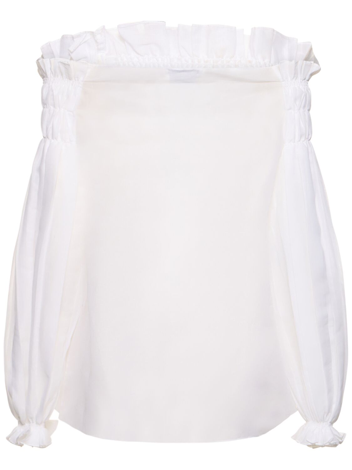Shop Alberta Ferretti Ruffled Cotton Organza Shirt In White