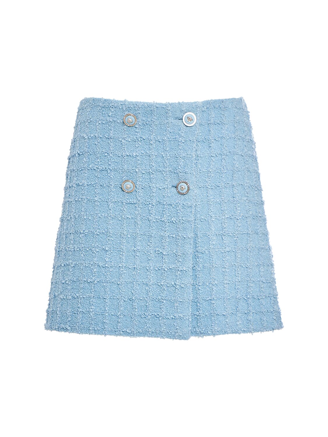 Versace Tweed Mini Skirt In Light Blue