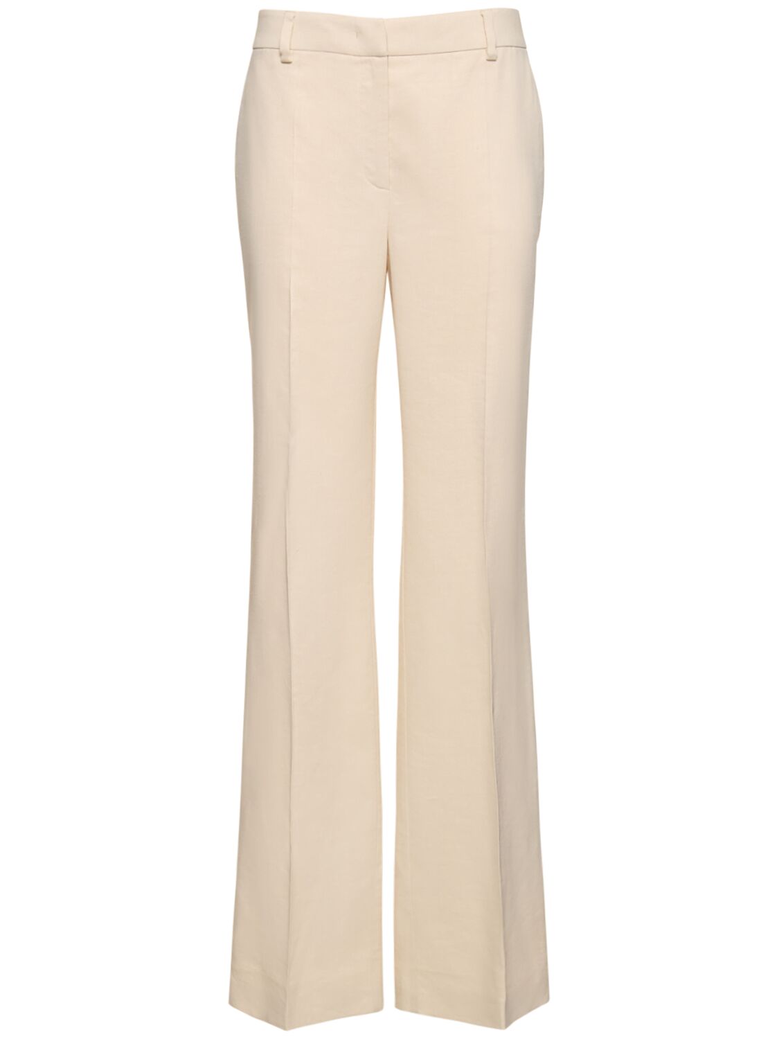 Image of Viscose & Linen Twill Flared Pants