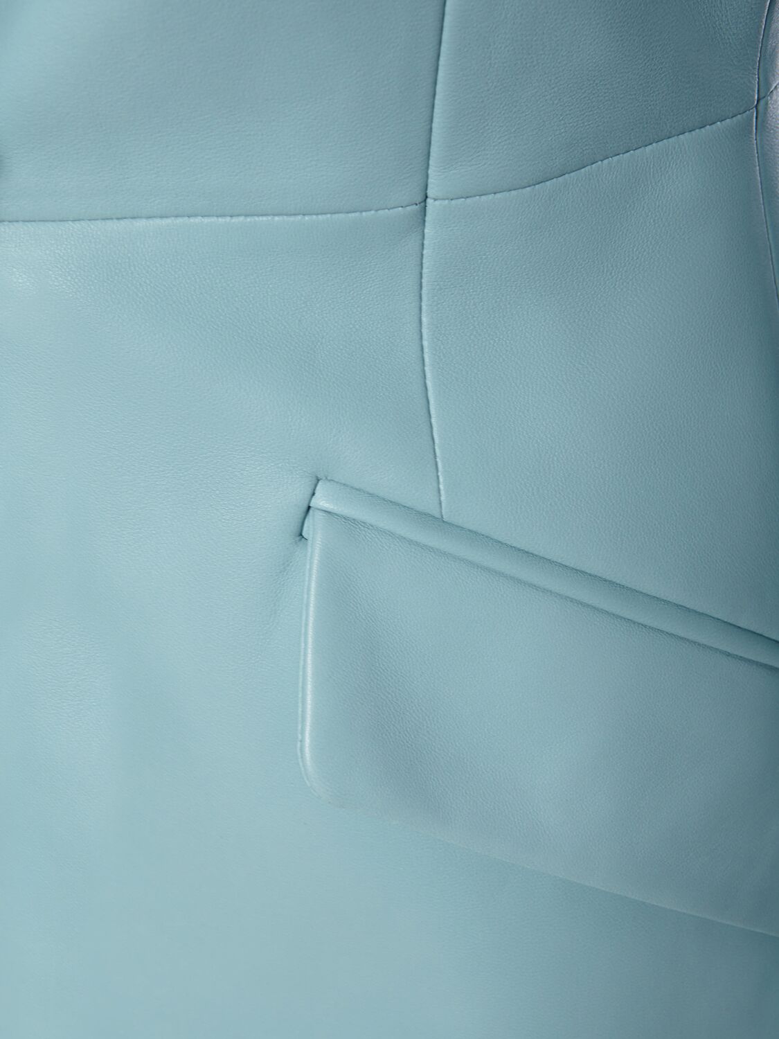 Shop Versace Leather Single Breast Jacket In Light Blue