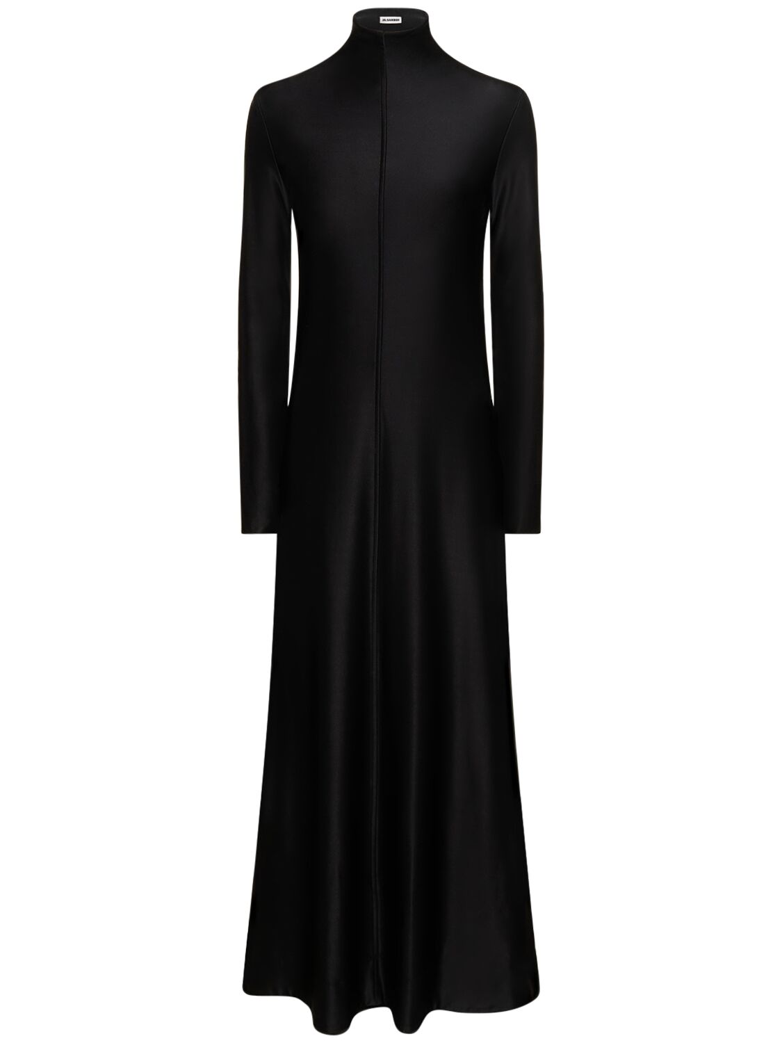 Jil Sander Compact Matte Viscose Jersey Long Dress In Black