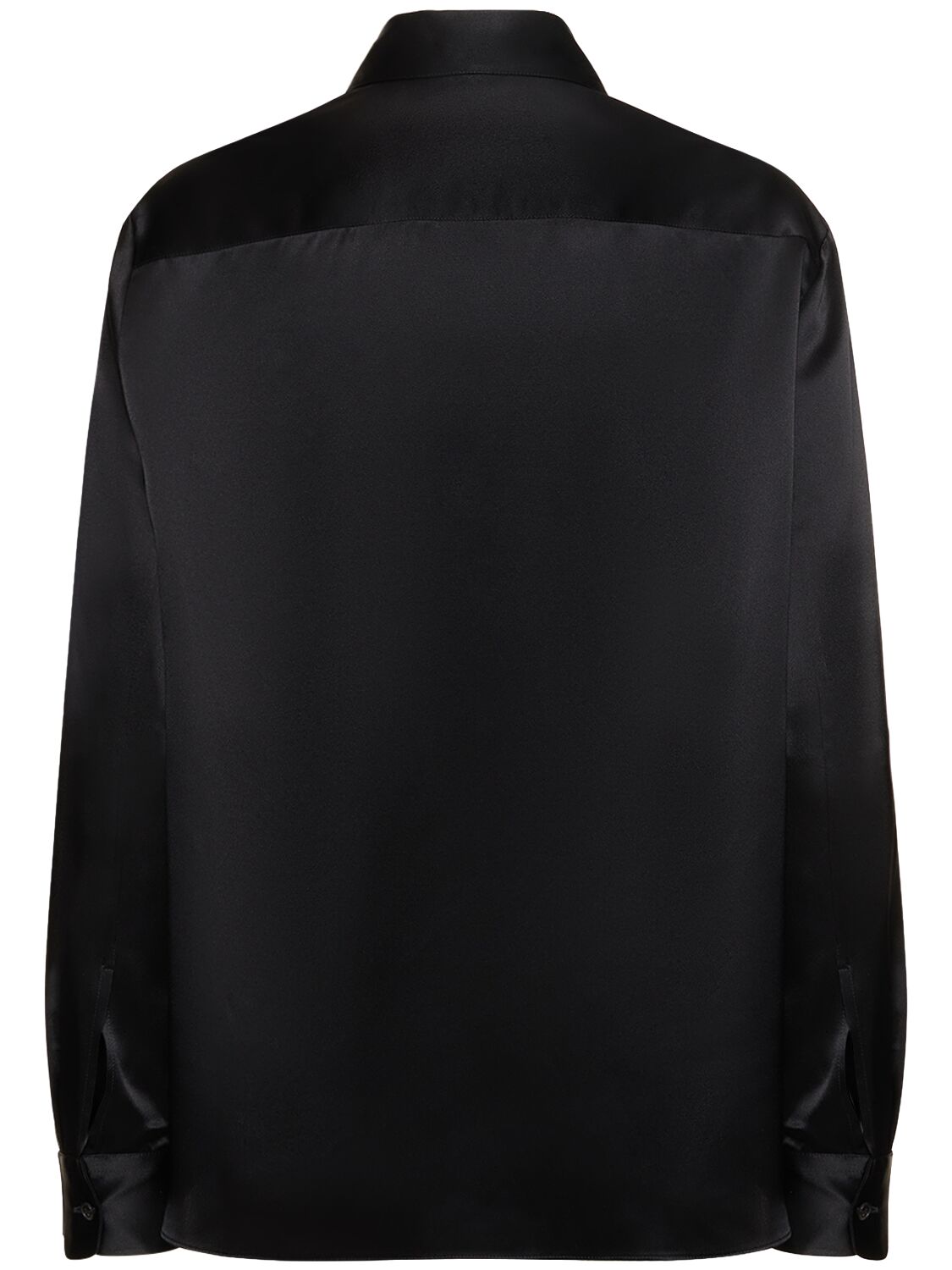 Shop Khaite Argo Buttoned Long Sleeve Silk Shirt In Black