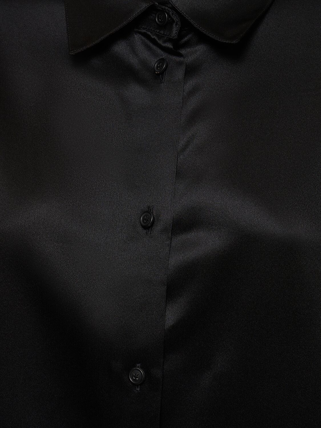 Shop Khaite Argo Buttoned Long Sleeve Silk Shirt In Black
