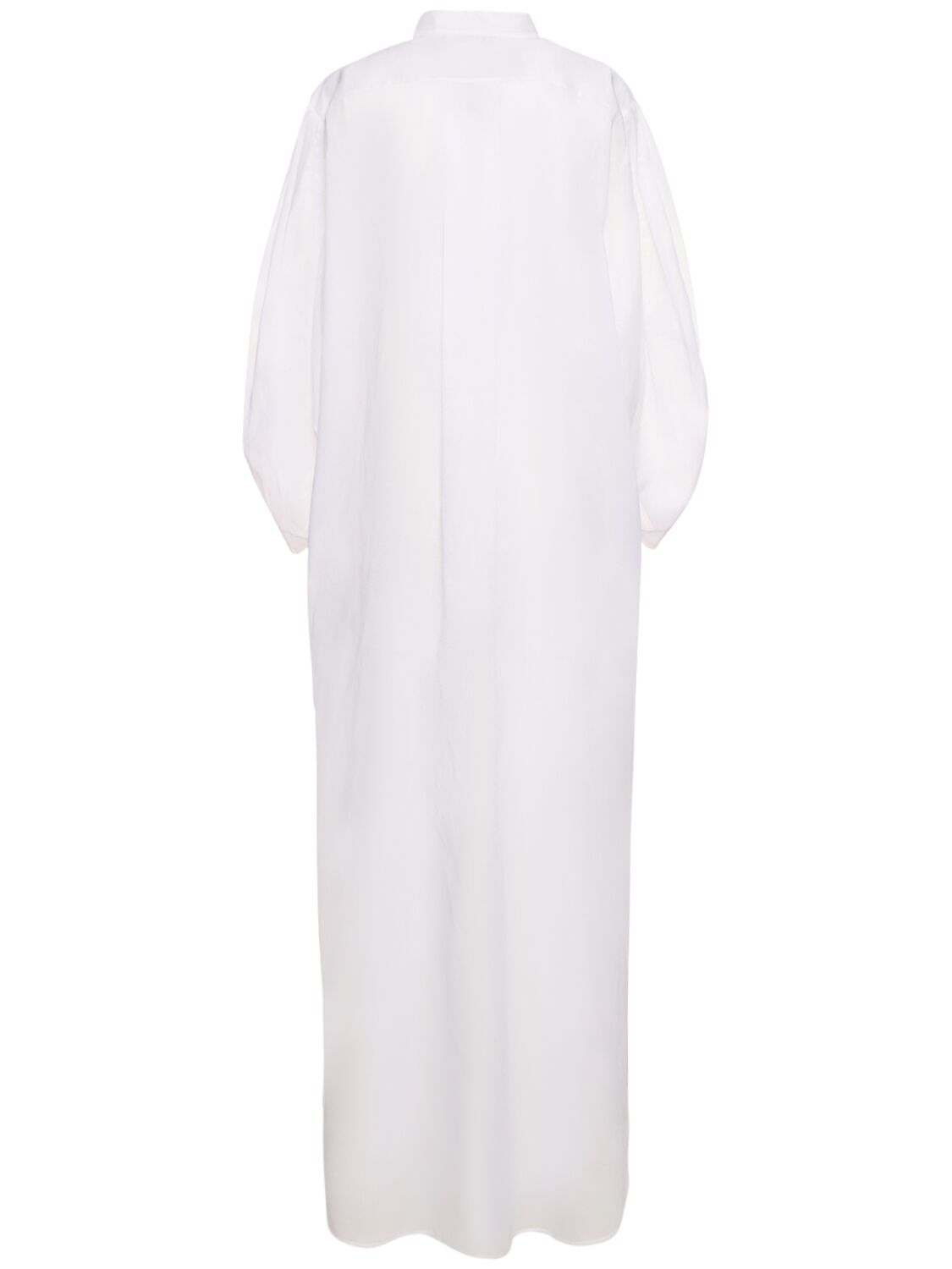 Shop Alberta Ferretti Draped Cotton Organza Long Shirt Dress In White