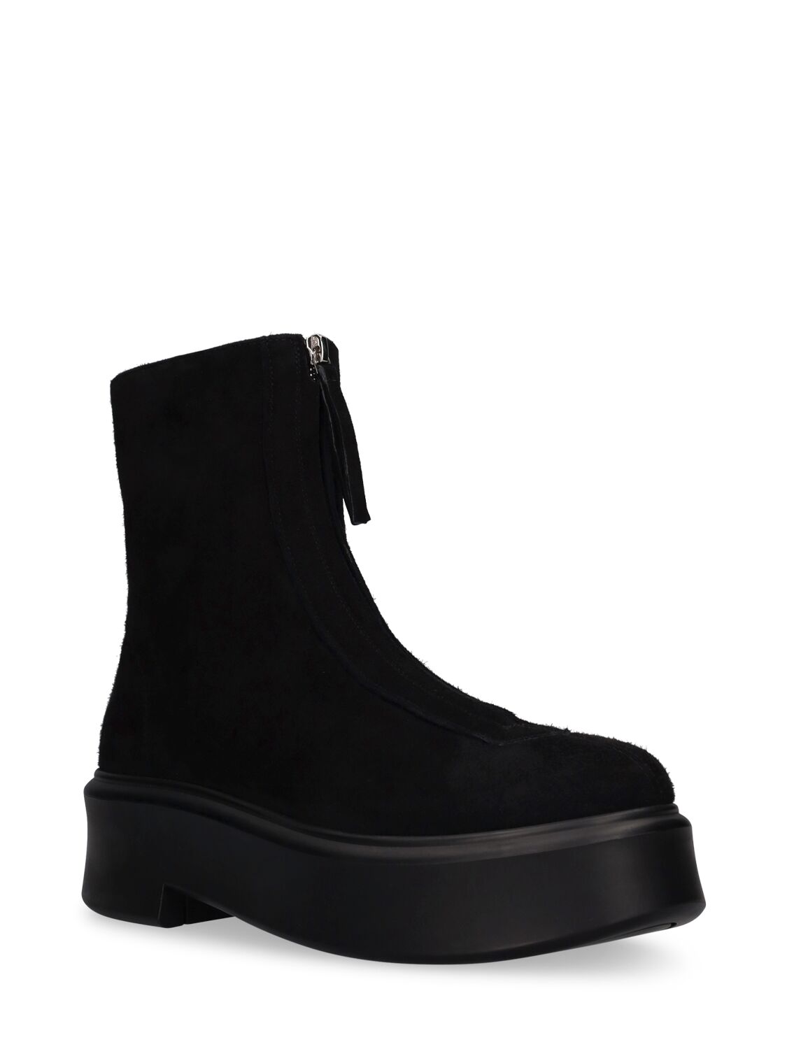 Shop The Row 50mm Zipped Suede Ankle Boot In Black