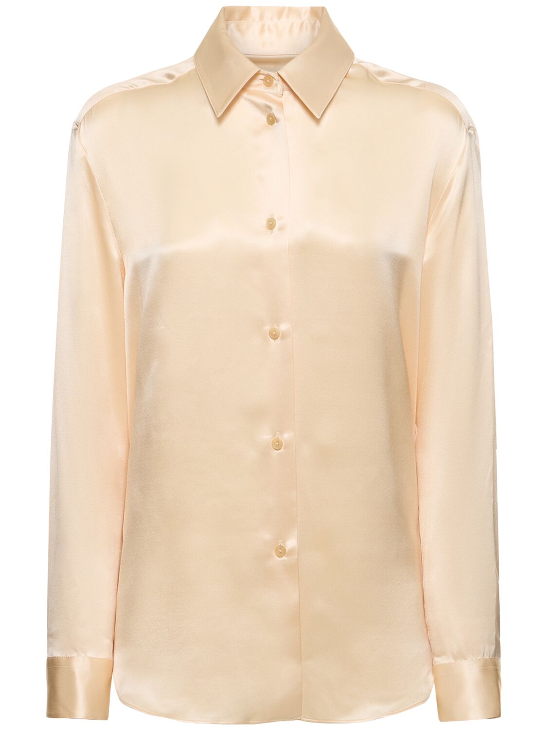 Shop Khaite Argo Buttoned Long Sleeve Silk Shirt In Ecru