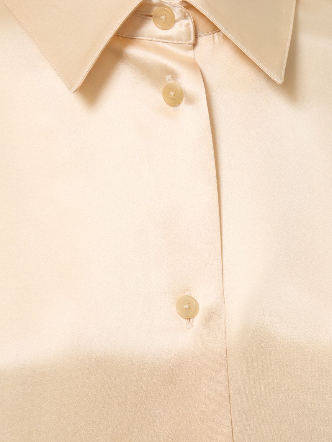 Shop Khaite Argo Buttoned Long Sleeve Silk Shirt In Ecru