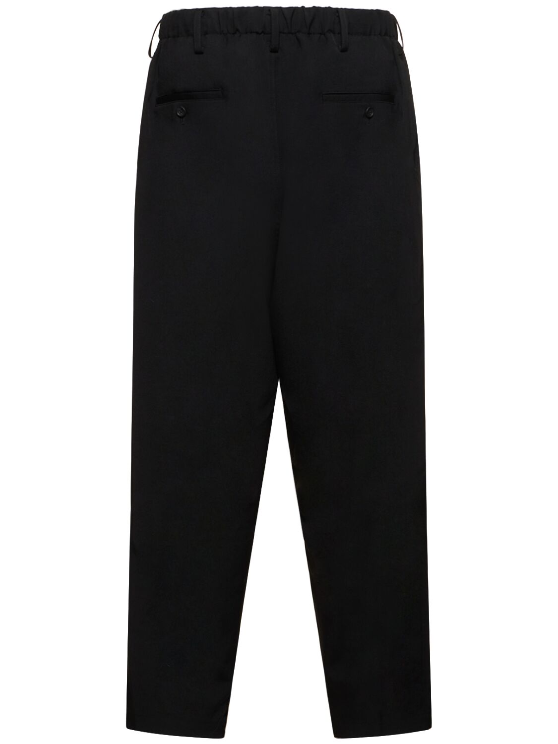 Shop Yohji Yamamoto U-double Stitch Elastic Wool Pants In Black