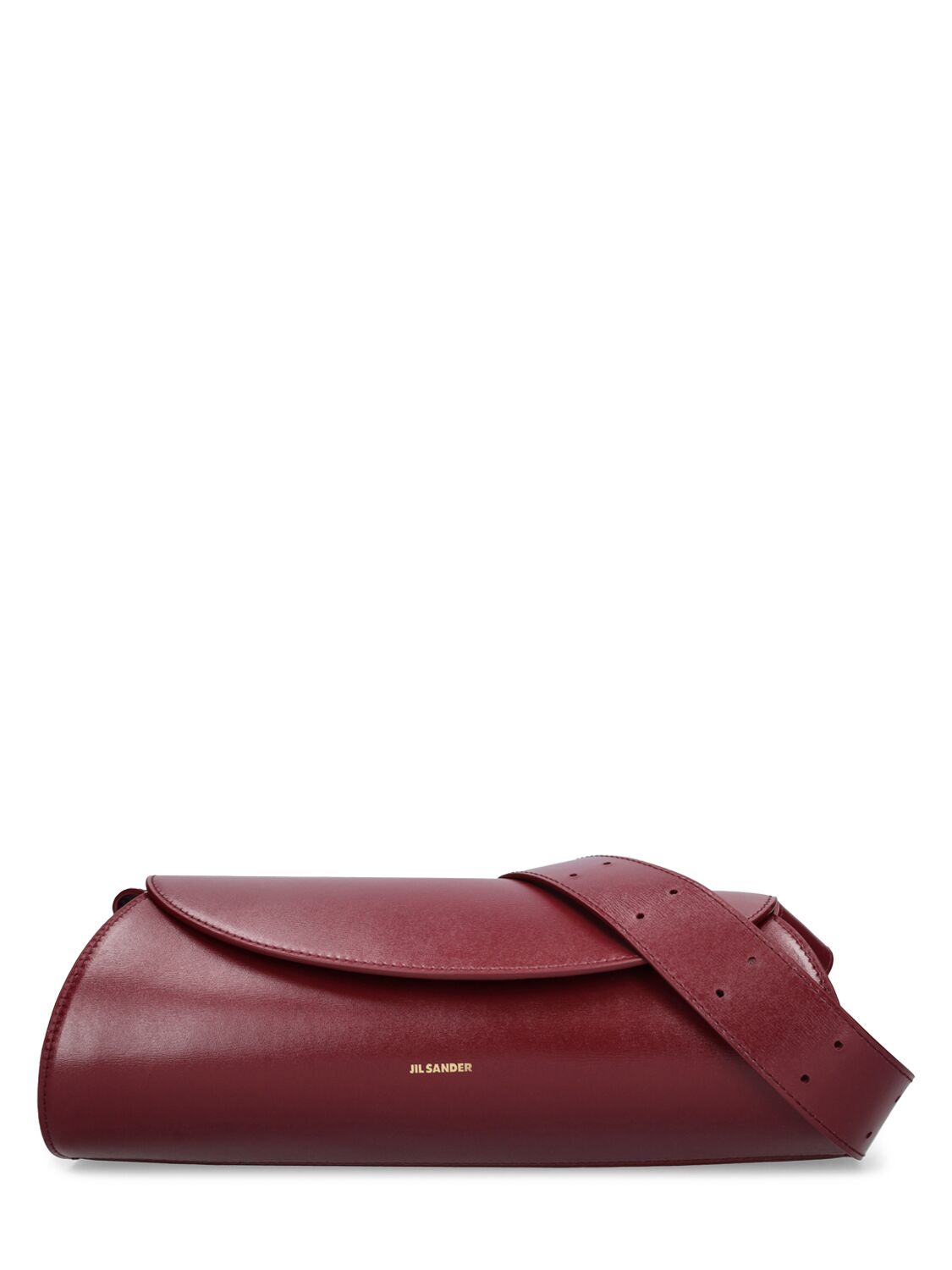 Shop Jil Sander Small Cannolo Leather Shoulder Bag In Garnet Red