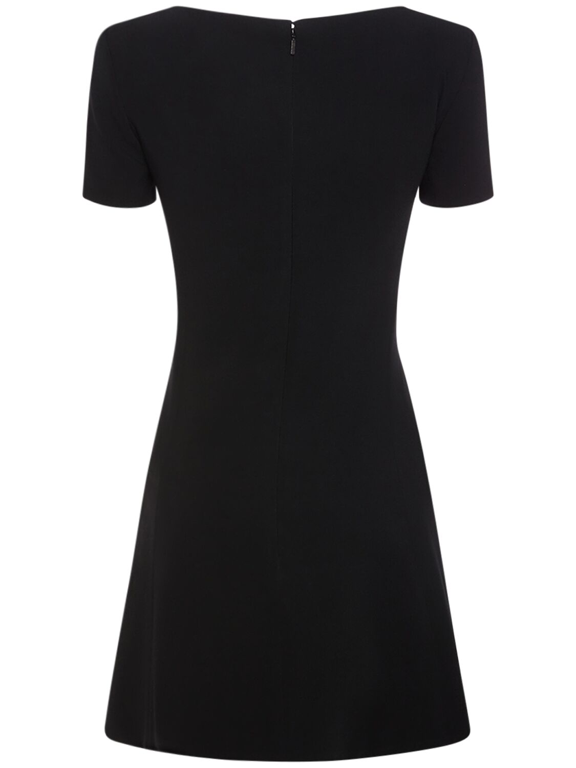 Shop Versace Stretch Cady Short Sleeved Mini Dress In Black