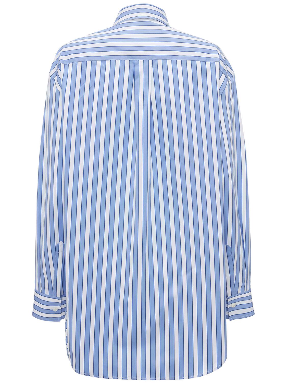Shop Jw Anderson Striped Cotton Poplin Peplum Drape Shirt In Blue,white