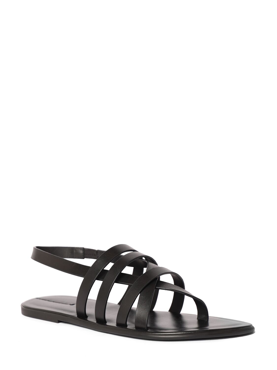 Shop The Row 10mm Line Leather Sandals In 黑色