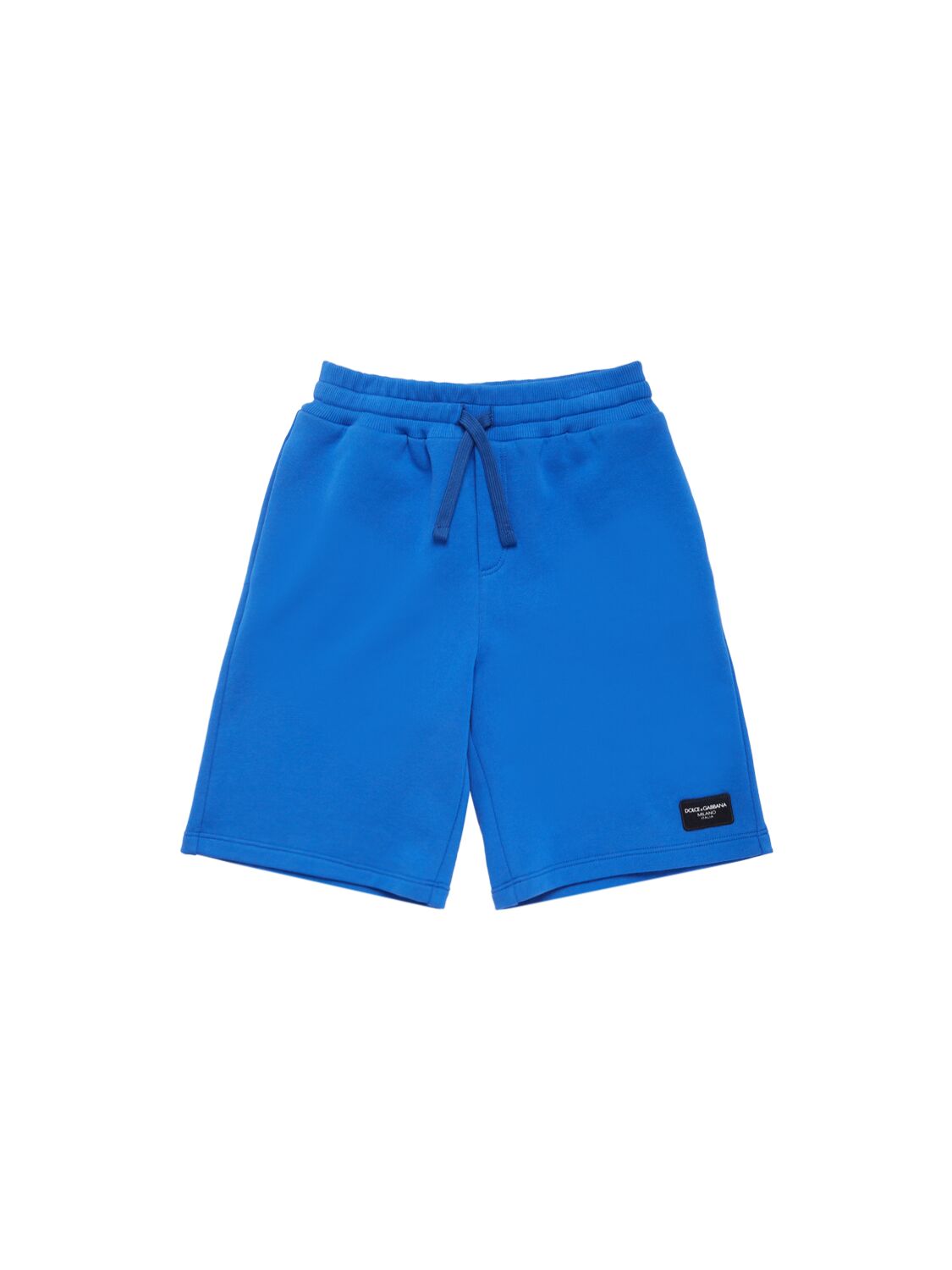 Dolce & Gabbana Kids' Shorts Aus Baumwolljersey Mit Logodruck In Blau