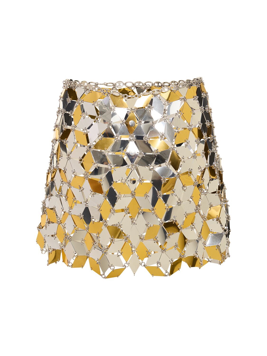 Shop Rabanne Sequined Mini Skirt In Silver,gold