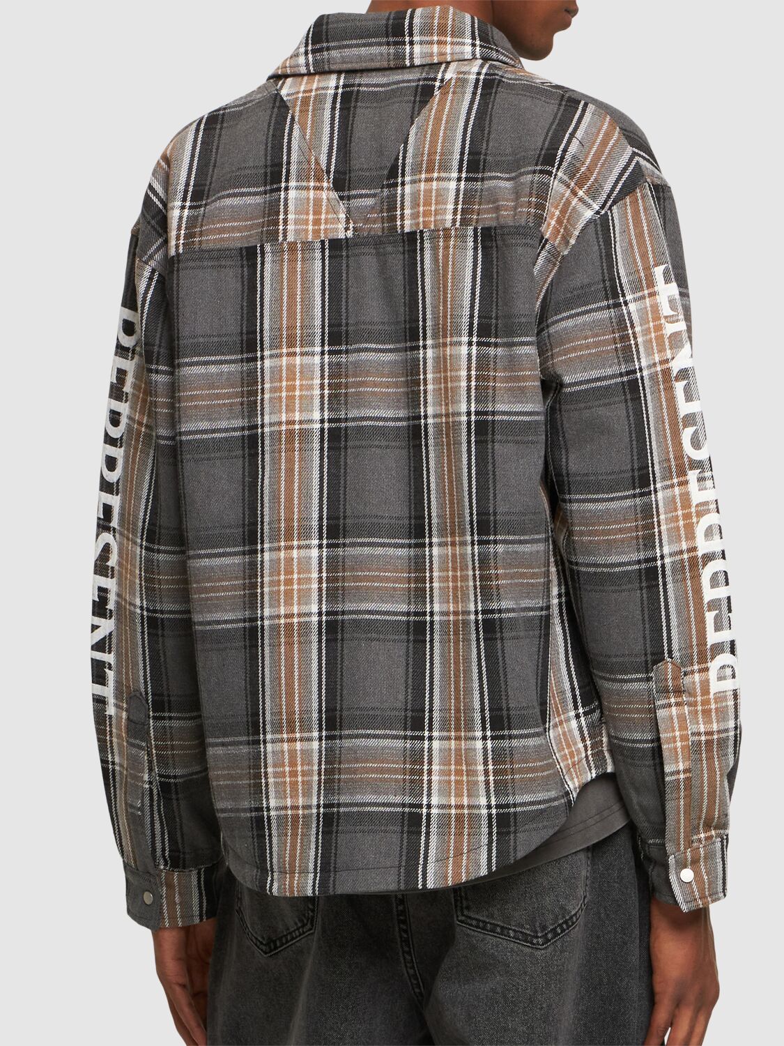 Shop Represent Checked Quilted Flannel Shirt In Grau,braun