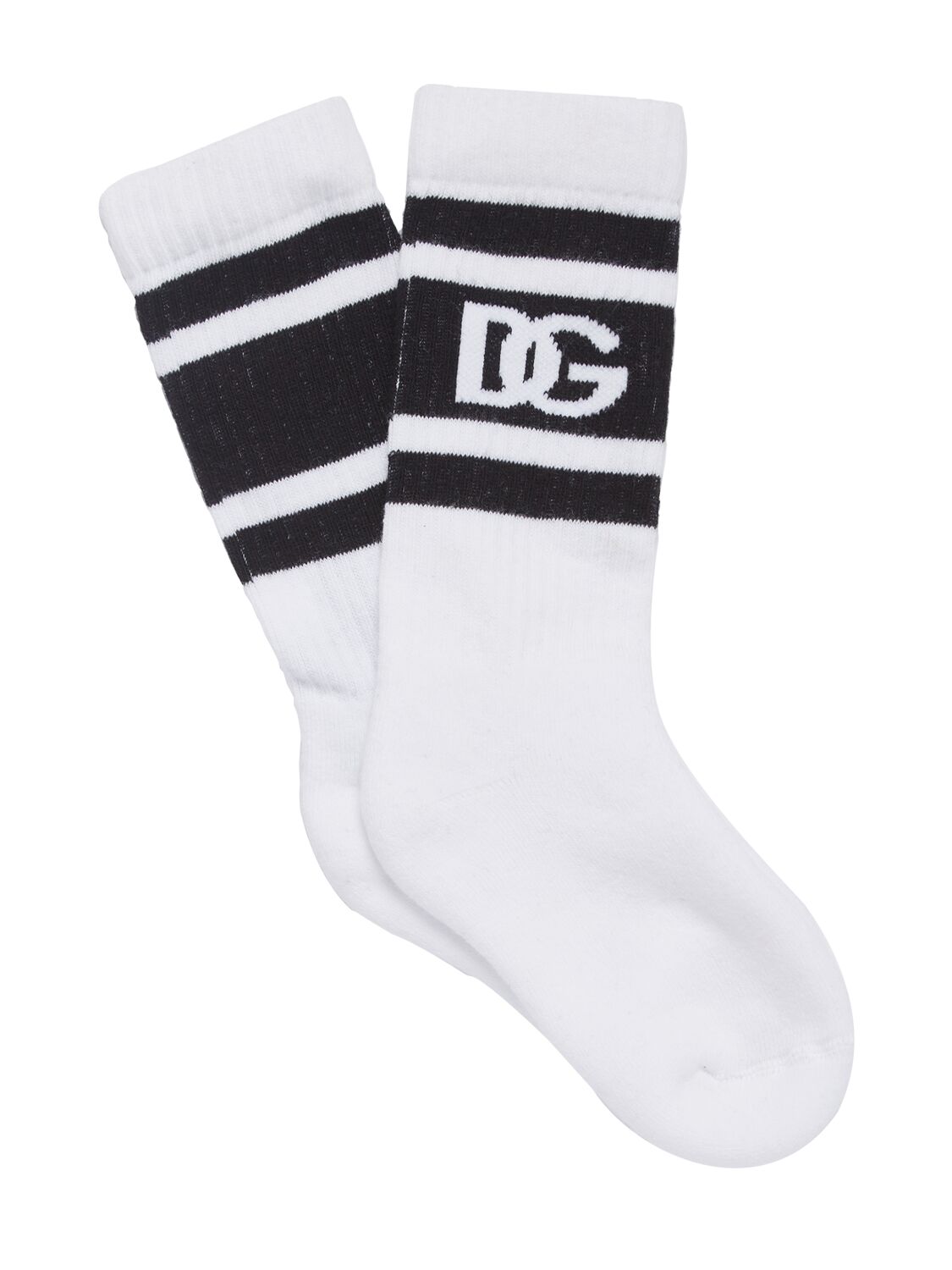 Dolce & Gabbana Babies' Socken Aus Baumwollmischung Mit Logo In Weiss,schwarz