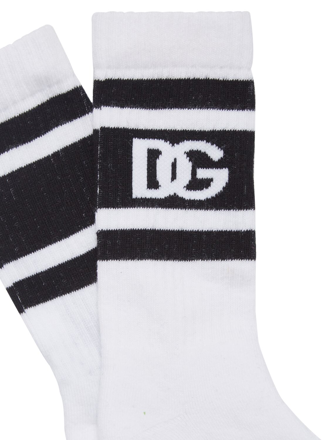 Shop Dolce & Gabbana Logo Cotton Blend Socks In Weiss,schwarz