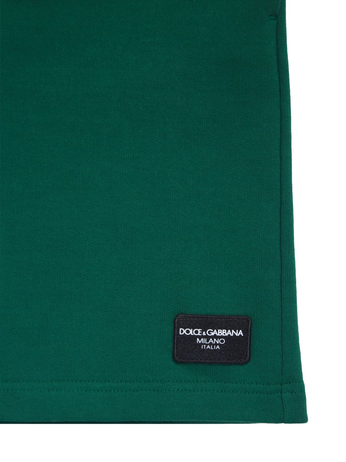 Shop Dolce & Gabbana Logo Cotton Jersey Shorts In Dunkelgrün