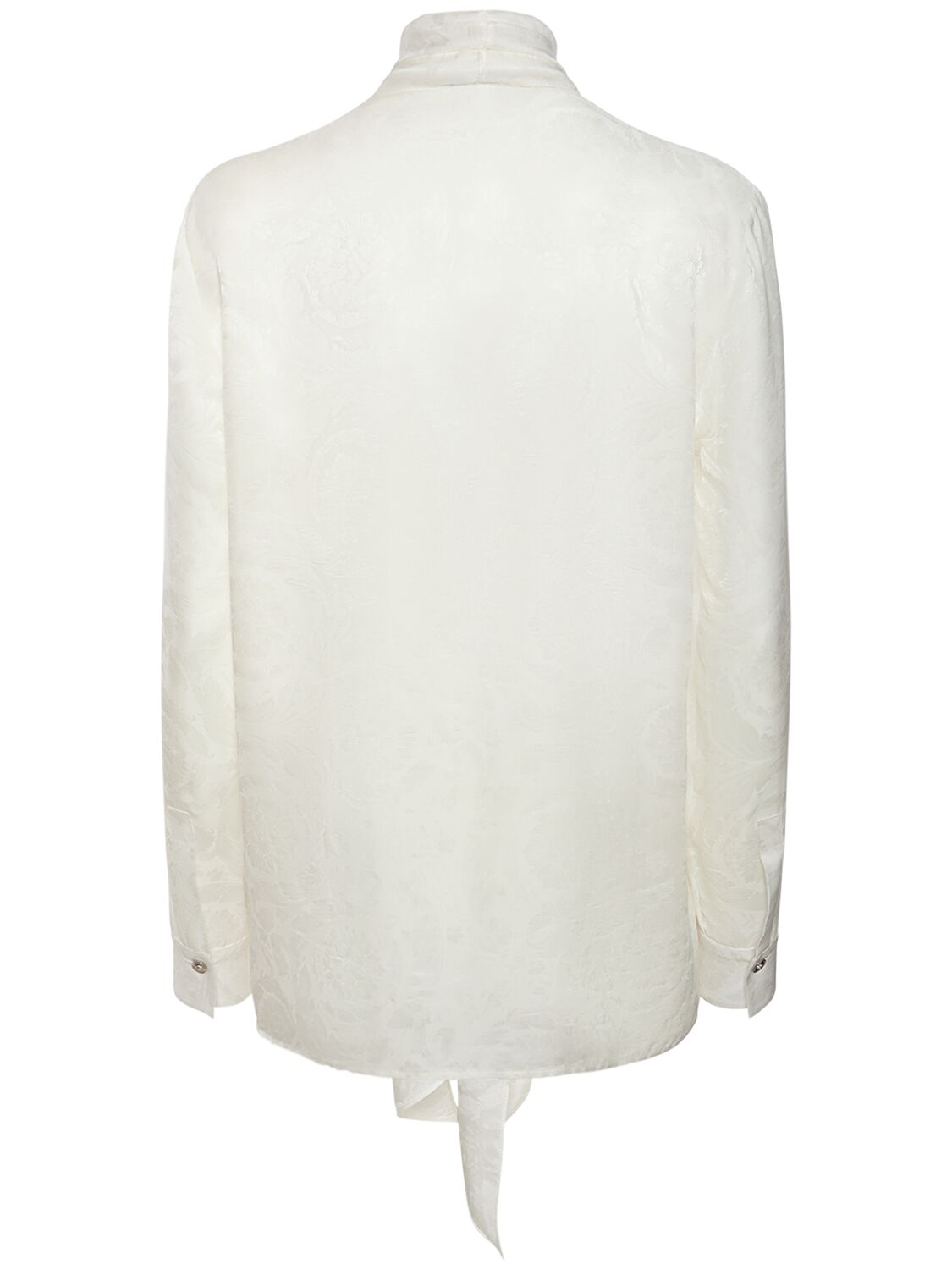 Shop Versace Barocco Silk Blend Jacquard Shirt In White