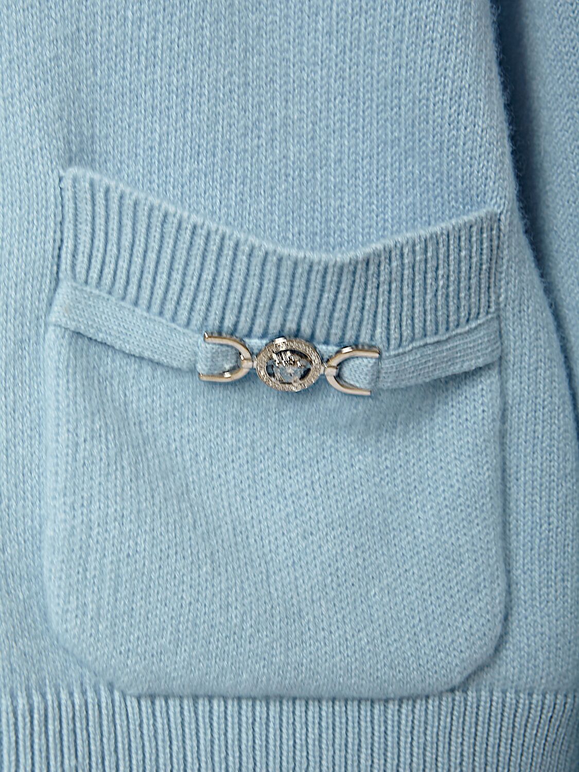 Shop Versace Embellished Cashmere Knit Cardigan In Light Blue