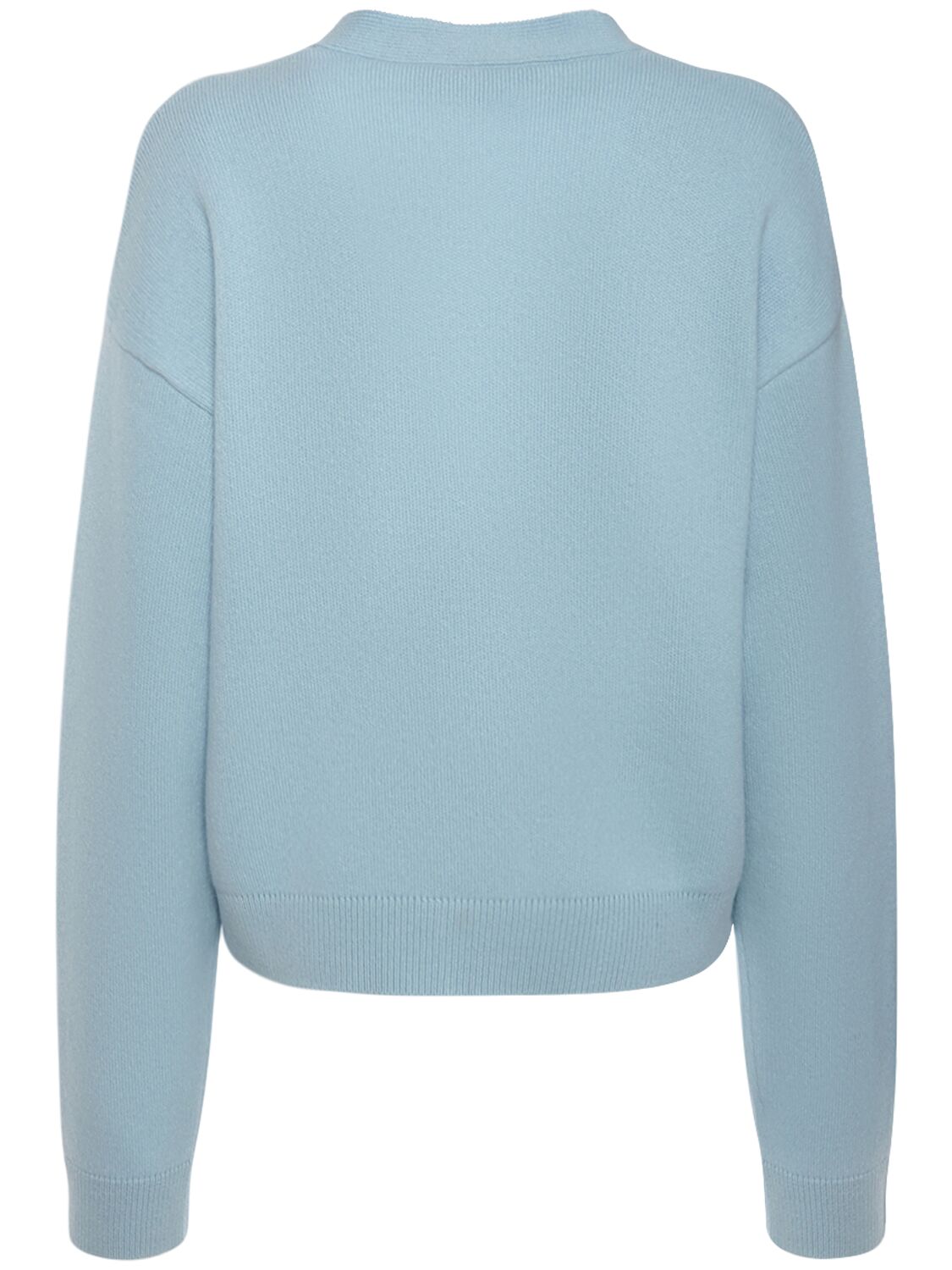 Shop Versace Embellished Cashmere Knit Cardigan In Light Blue