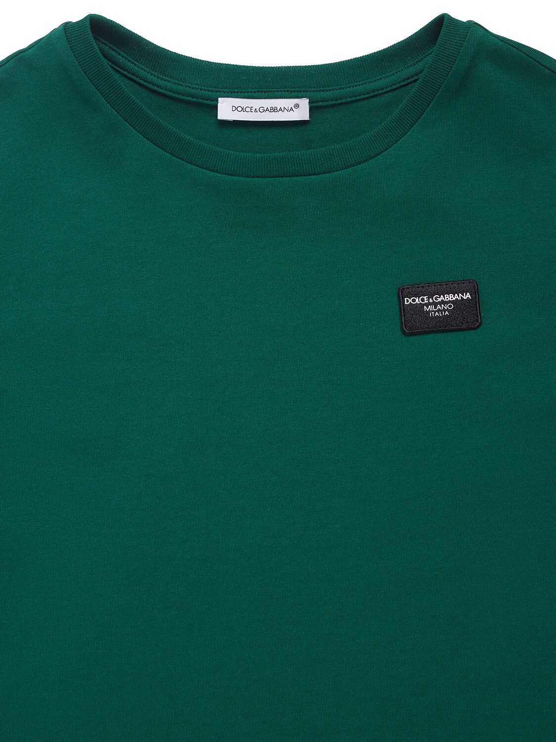 Shop Dolce & Gabbana Logo Embroidered Cotton Jersey T-shirt In Dunkelgrün