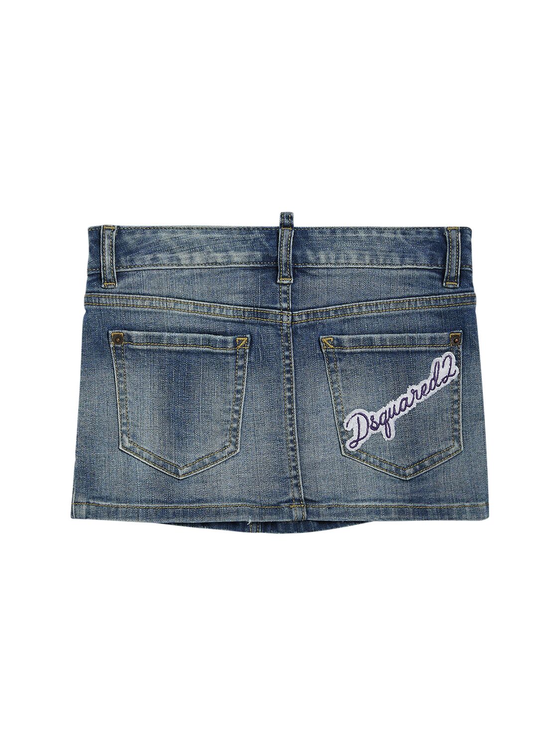 Shop Dsquared2 Stretch Cotton Denim Mini Skirt