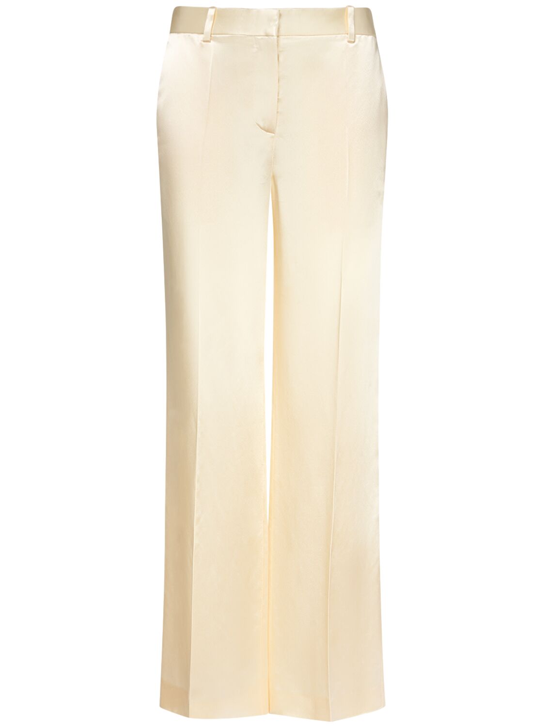 The Row Encore Midrise Satin Flared Pants In 象牙色