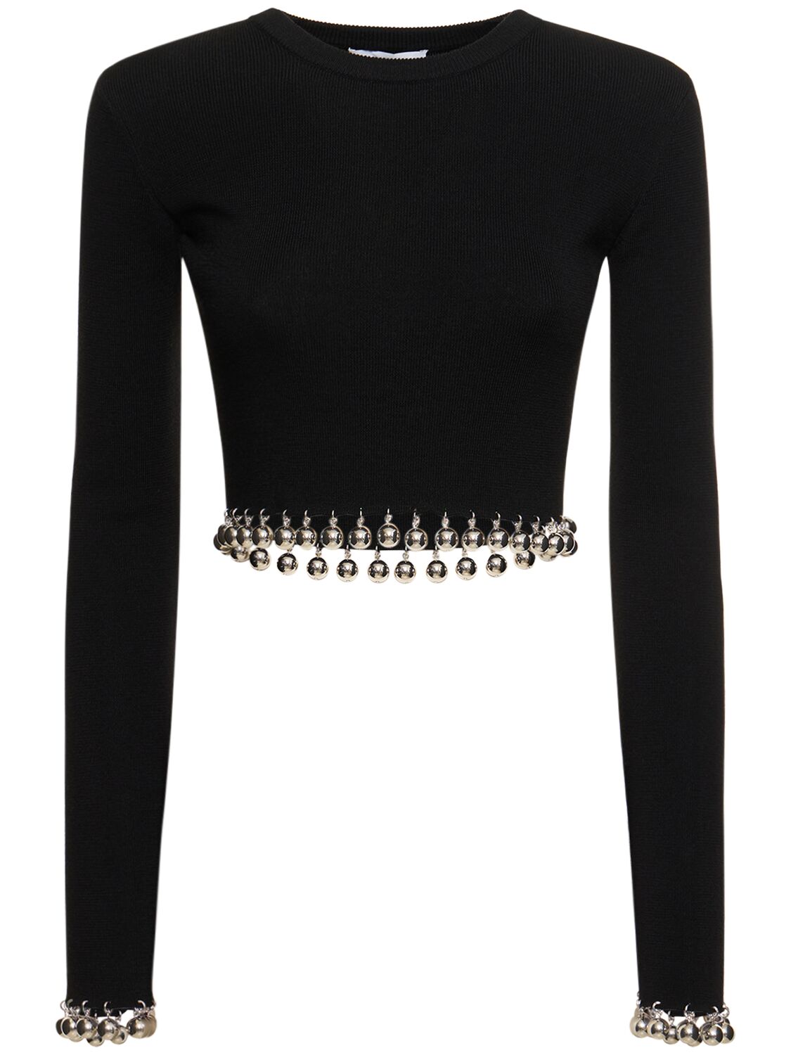Image of Embellished Wool L/s Crop Sweater