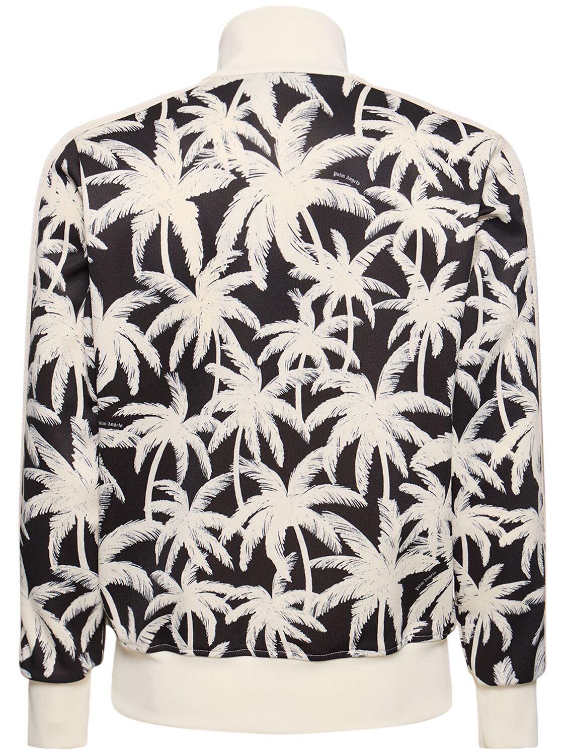 Shop Palm Angels Palm Print Tech Zip-up Sweatshirt In Schwarz,weiss