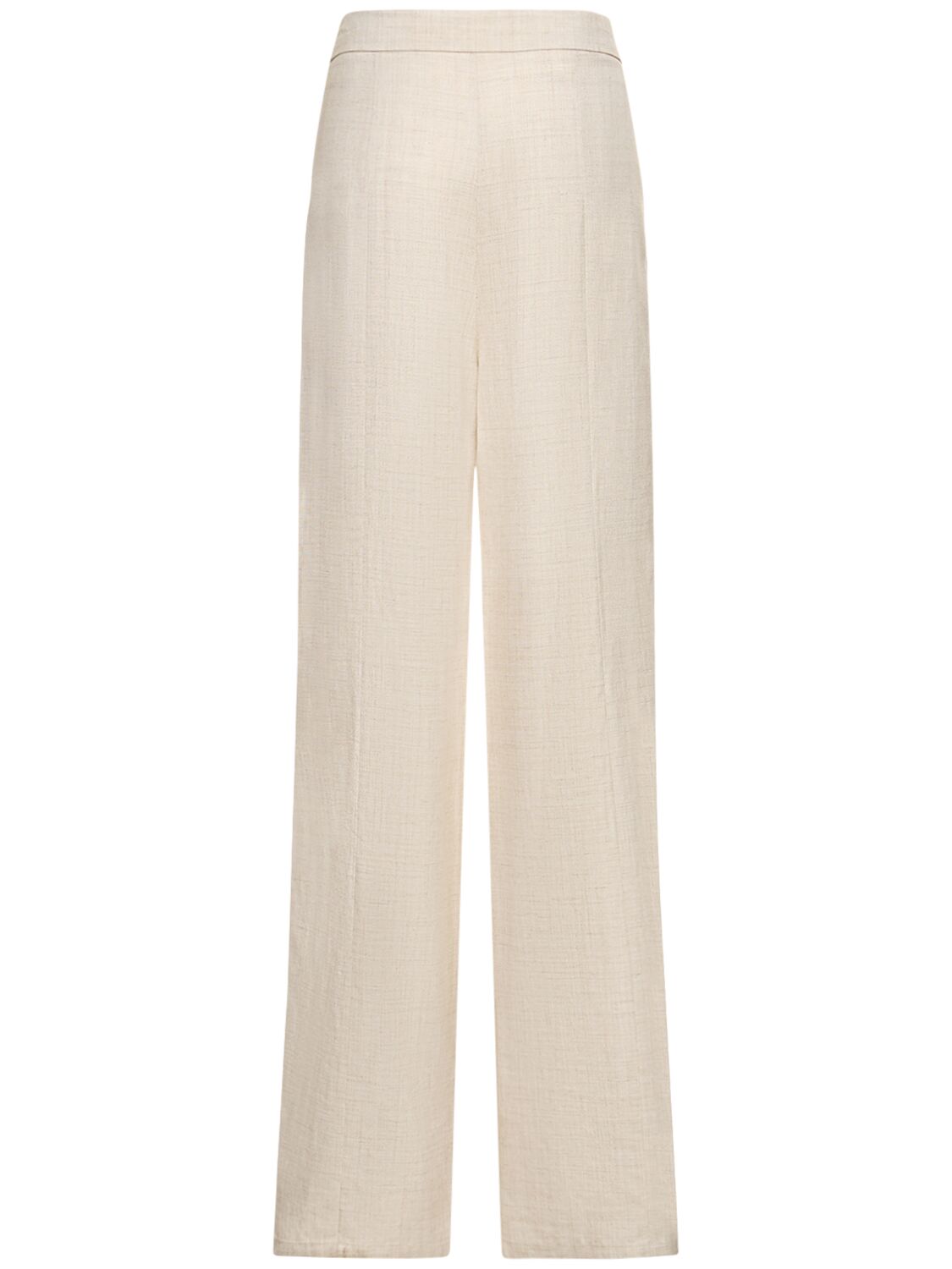 Shop Philosophy Di Lorenzo Serafini Linen Blend Straight Pants In Ivory