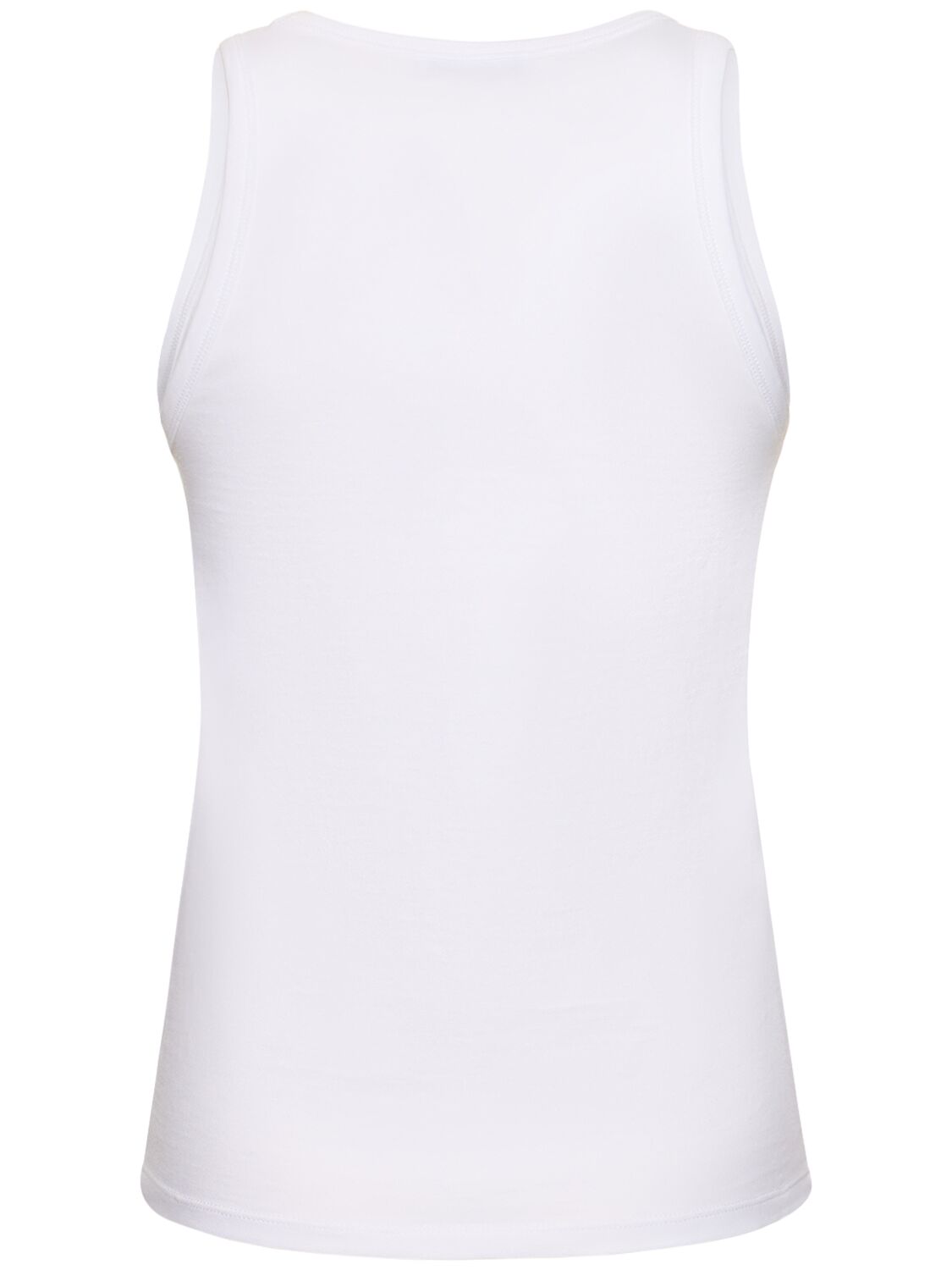 Shop Rabanne Logo Jersey Sleeveless Top In White