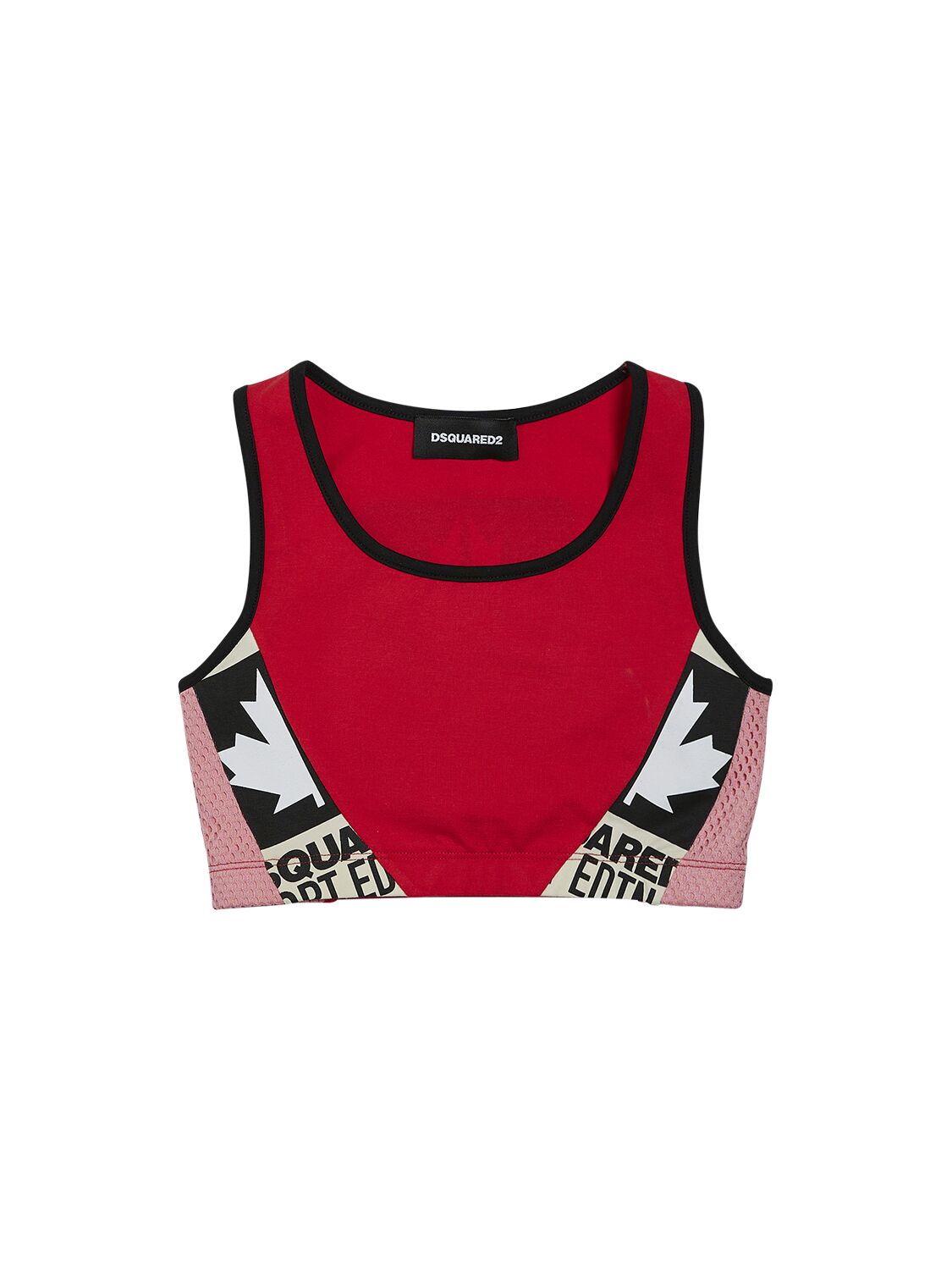 Dsquared2 Kids' Stretch Cotton Jersey Crop Top In Red