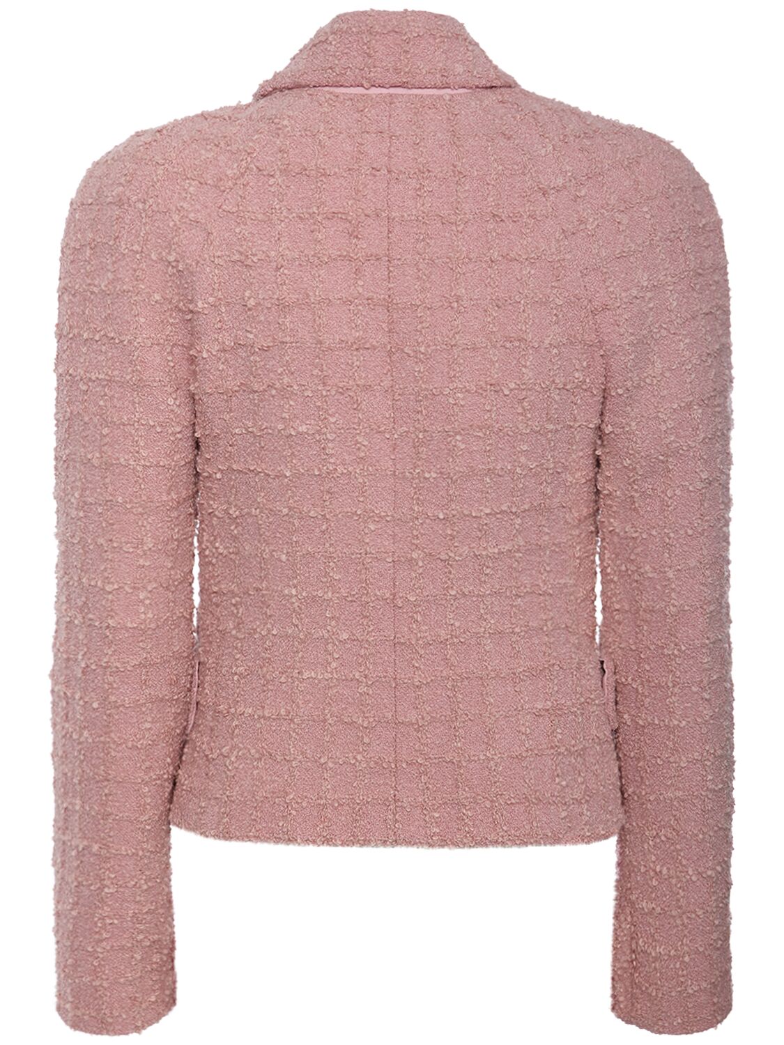 Shop Versace Double Breast Tweed Jacket In Pink
