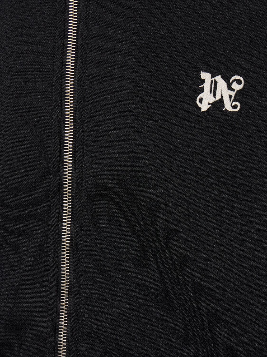 Shop Palm Angels Monogram Zip-up Tech Track Sweatshirt In Schwarz