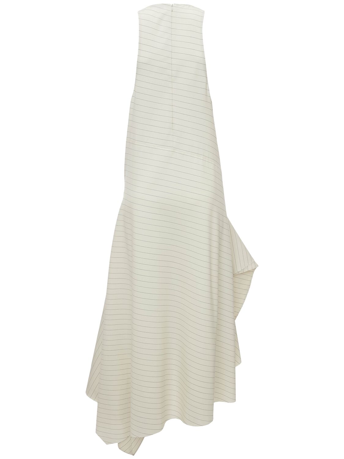Shop Jw Anderson Pinstripe Wool Blend Flared Dress In Multi Ivory