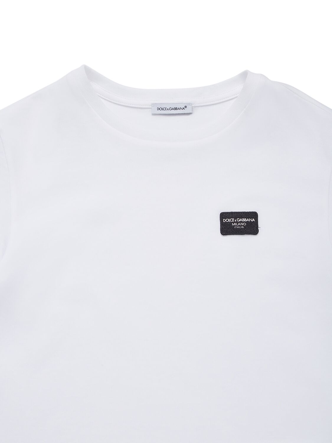 Shop Dolce & Gabbana Logo Embroidered Cotton Jersey T-shirt In Weiss