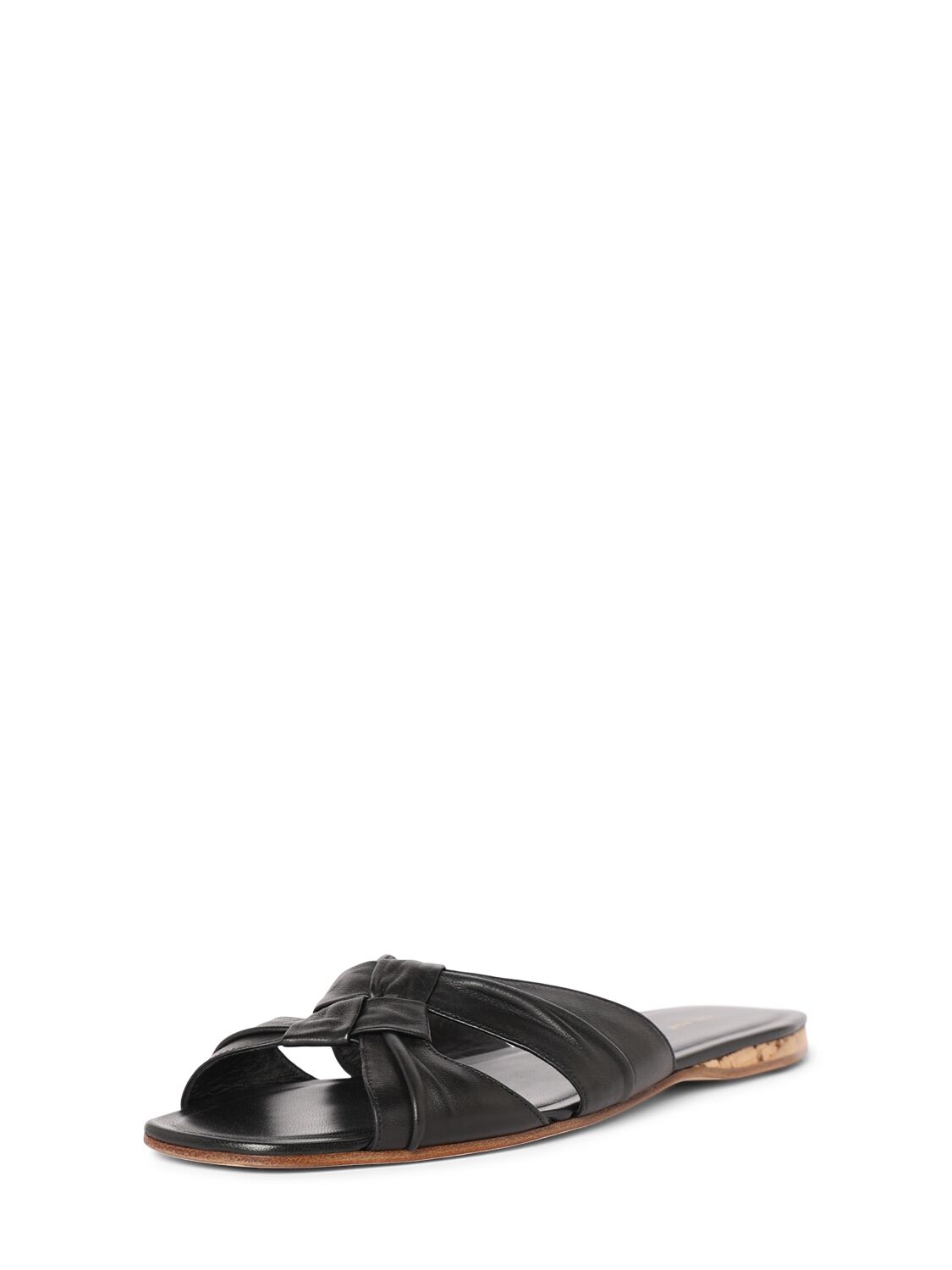 Shop The Row 10mm Soft Knot Leather Sandals In Black/cork