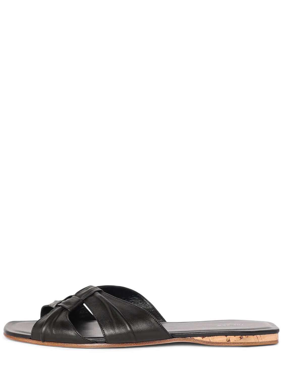 Shop The Row 10mm Soft Knot Leather Sandals In Black/cork